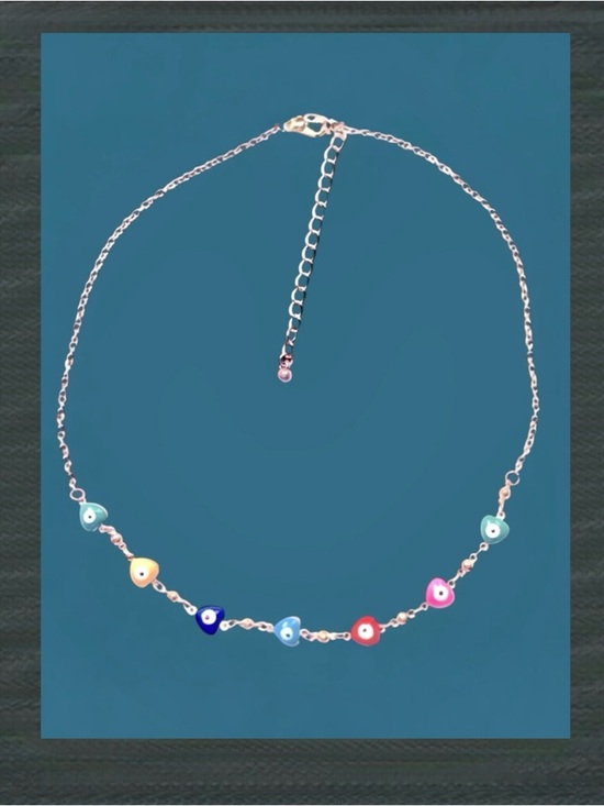 Handmade Jewelry - Colorful Evil Eye Heart Necklace